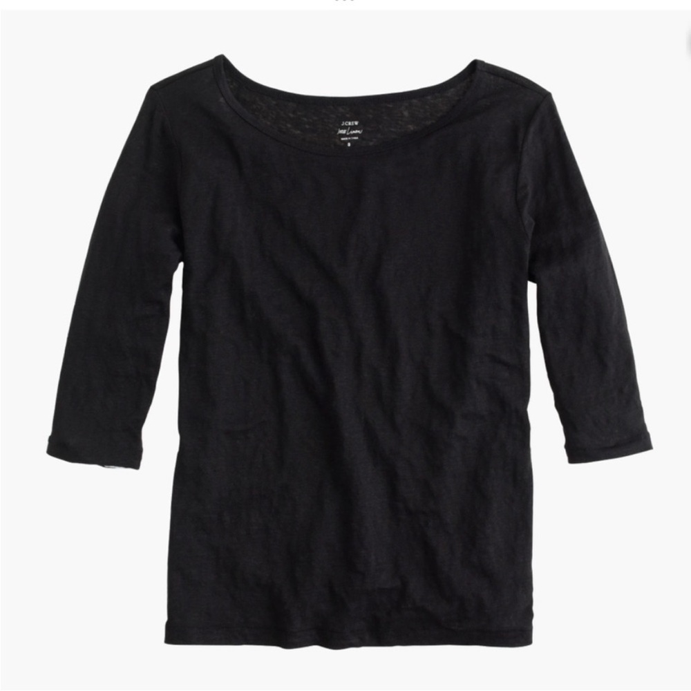 J. Crew Linen Black 3/4 Sleeve Tee